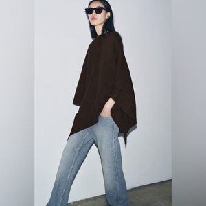 Zara Dark Brown Women's Poncho